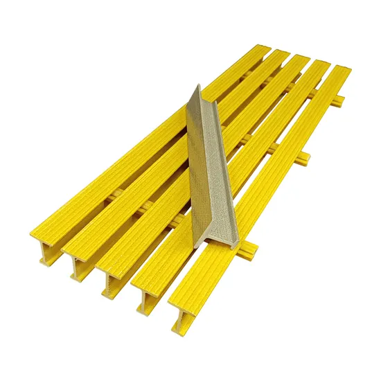 Installation of FRP pultruded grating in a chemical processing area with anti-slip surface and corrosion-resistant resin